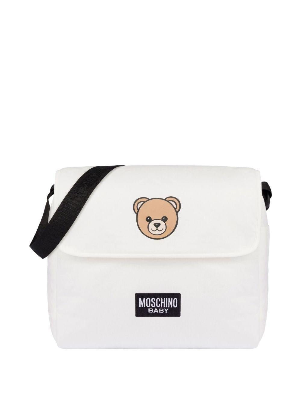 Borsa fasciatoio per neonati Moschino Kids bianca con stampa Teddy Bear - Rubino Kids