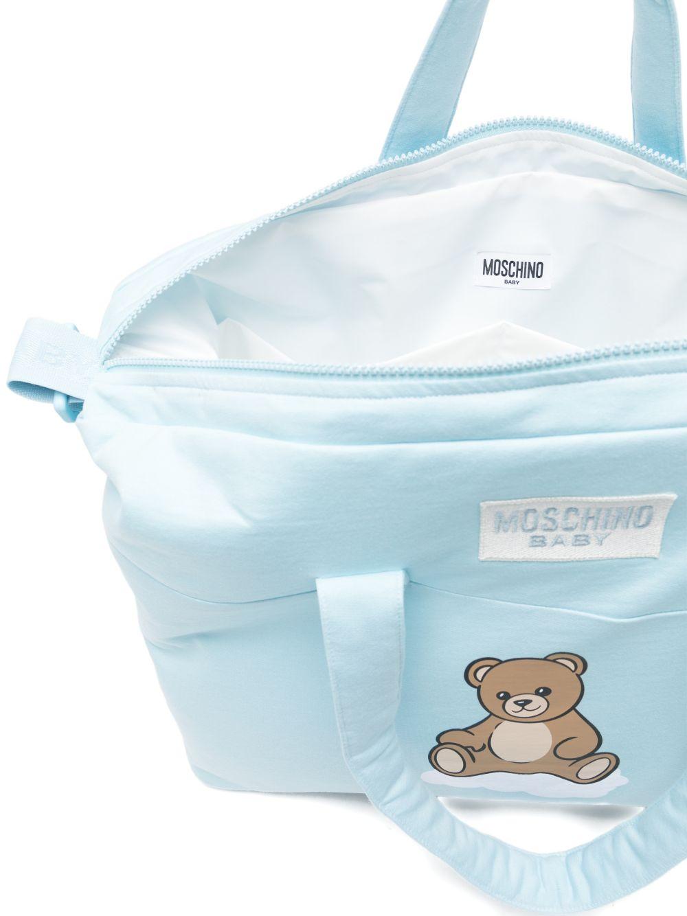 Borsa fasciatoio per neonato Moschino Kids azzura con applicazione orsetto - Rubino Kids