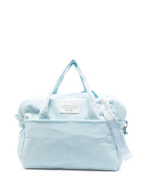 Moschino Kids Baby Changing Bag in Light Blue with Teddy Bear Print