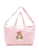 Borsa fasciatoio per neonato Moschino Kids rosa con applicazione orsetto - Rubino Kids