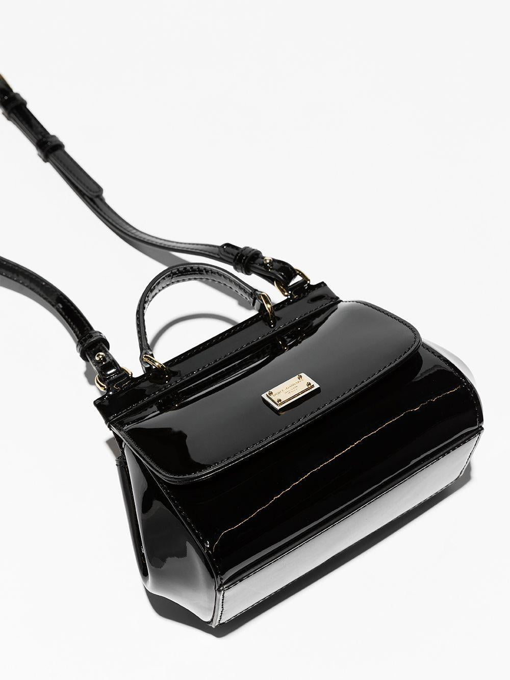 Borsa per bambina Dolce & Gabbana Kids nera con placca con logo - Rubino Kids