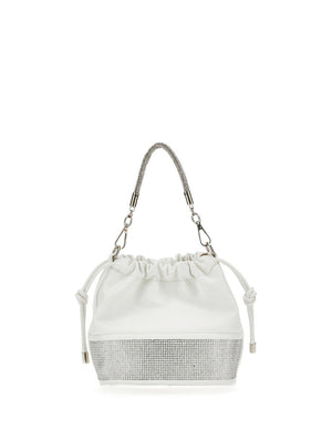 Monnalisa white bag for girls with rhinestone decoration