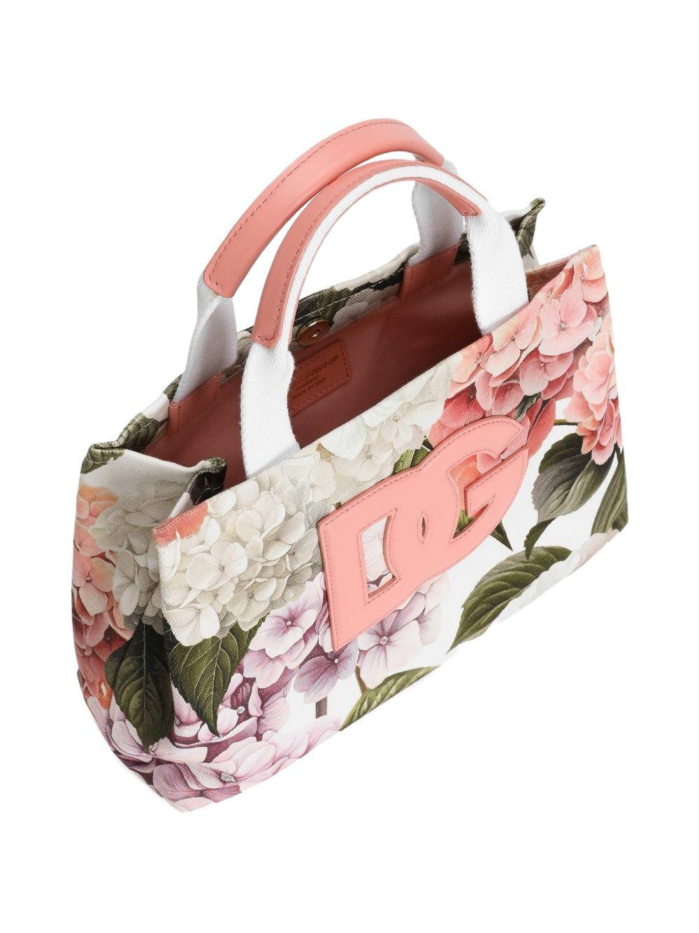 Borsa shopper per bambina Dolce & Gabbana Kids bianca con stampa a fiori all - over - Rubino Kids