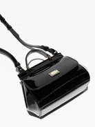 Borsa Sicily mini a spalla per bambina Dolce & Gabbana Kids nero lucida con manico - Rubino Kids