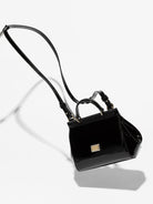 Borsa Sicily mini a spalla per bambina Dolce & Gabbana Kids nero lucida con manico - Rubino Kids