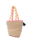 Borsa tote per bambina Billieblush beige intrecciata con nappe - Rubino Kids