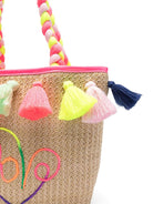 Borsa tote per bambina Billieblush beige intrecciata con nappe - Rubino Kids