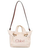 Borsa tote per bambina Chloé Kids beige con logo ricamato sul davanti - Rubino Kids