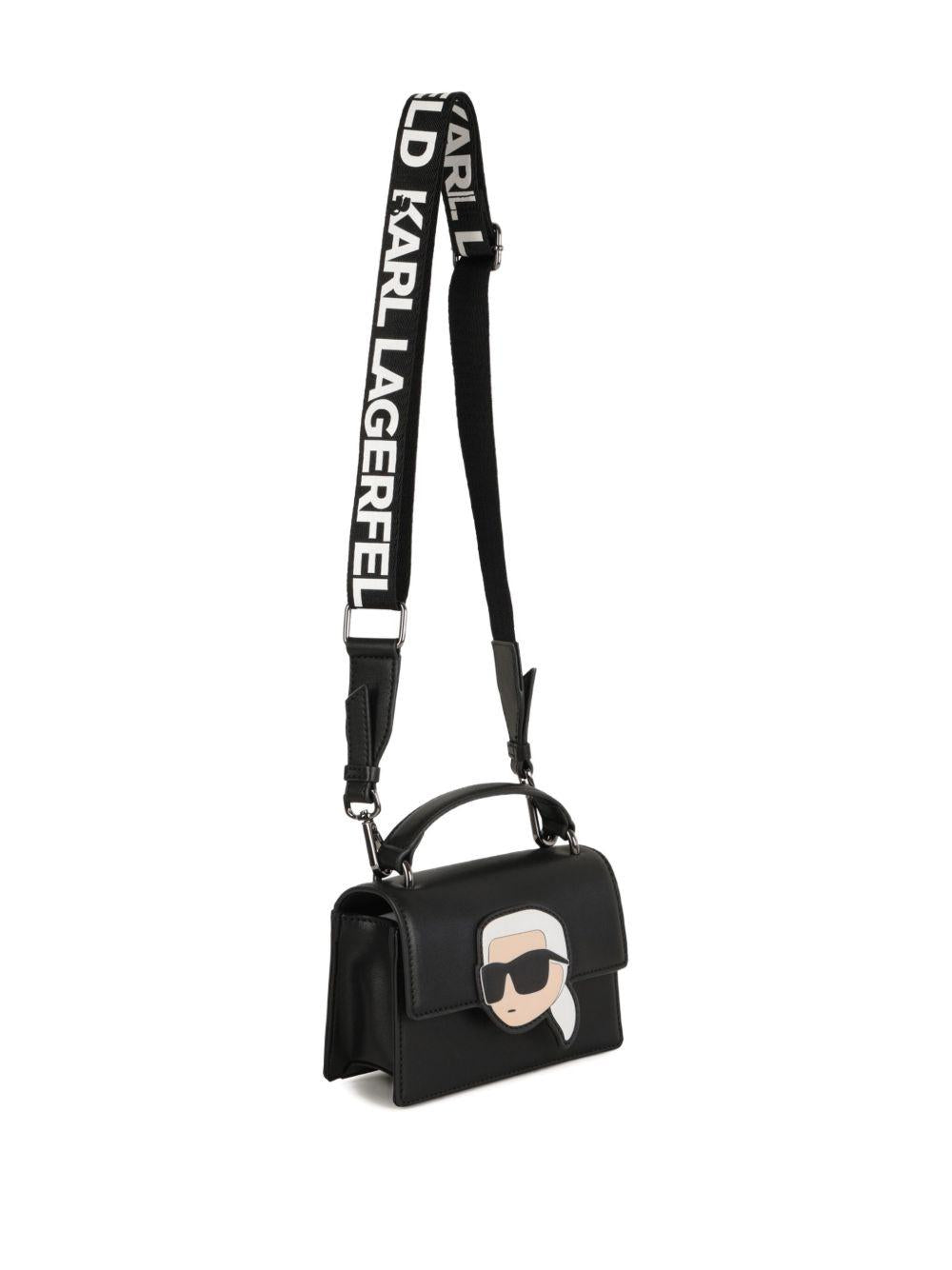 Borsa tote per bambina Karl Lagerfeld Kids nera con Ikon Karl e in pelle - Rubino Kids
