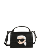 Borsa tote per bambina Karl Lagerfeld Kids nera con Ikon Karl e in pelle - Rubino Kids