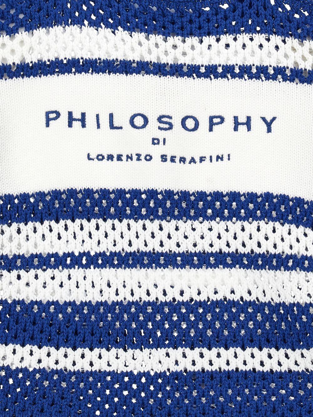 Borsa tote per bambina Philosophy di Lorenzo Serafini Kids blu con design a righe - Rubino Kids