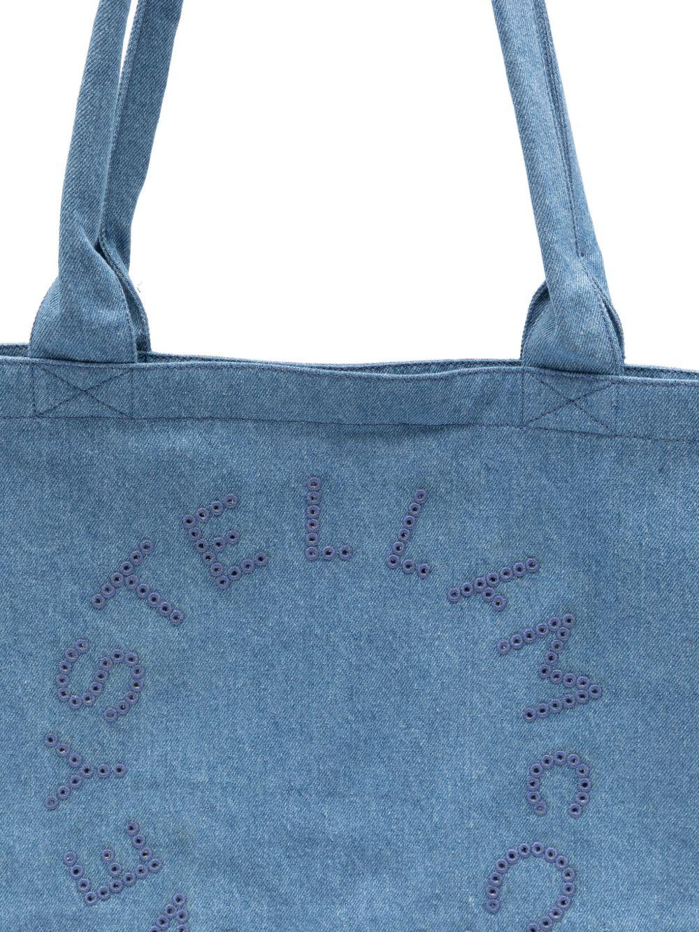 Borsa tote per bambina Stella McCartney Kids denim con logo sul davanti - Rubino Kids