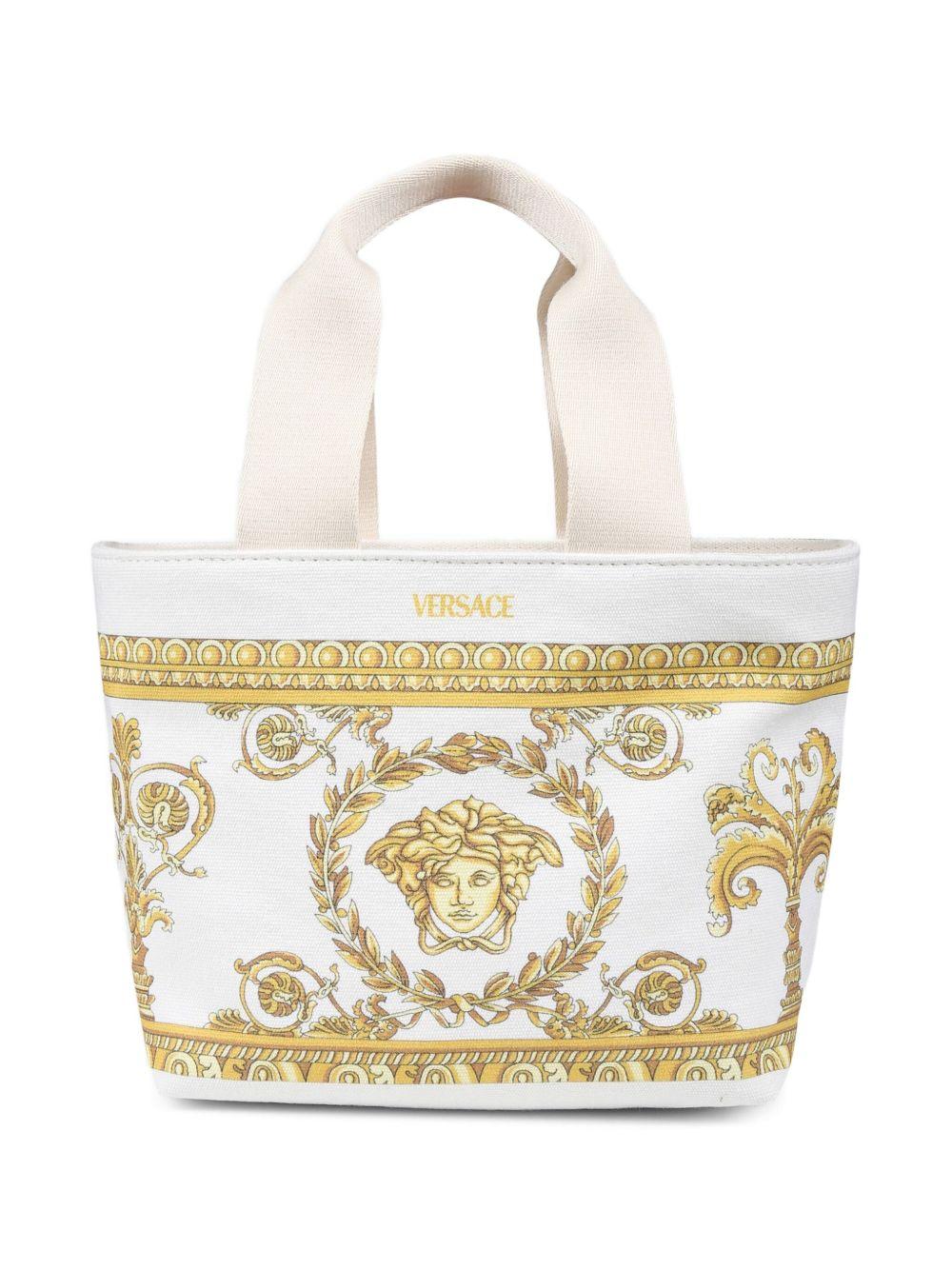 Borsa tote per bambina Versace Kids bianco con motivo con testa di Medusa - Rubino Kids