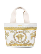 Borsa tote per bambina Versace Kids bianco con motivo con testa di Medusa - Rubino Kids