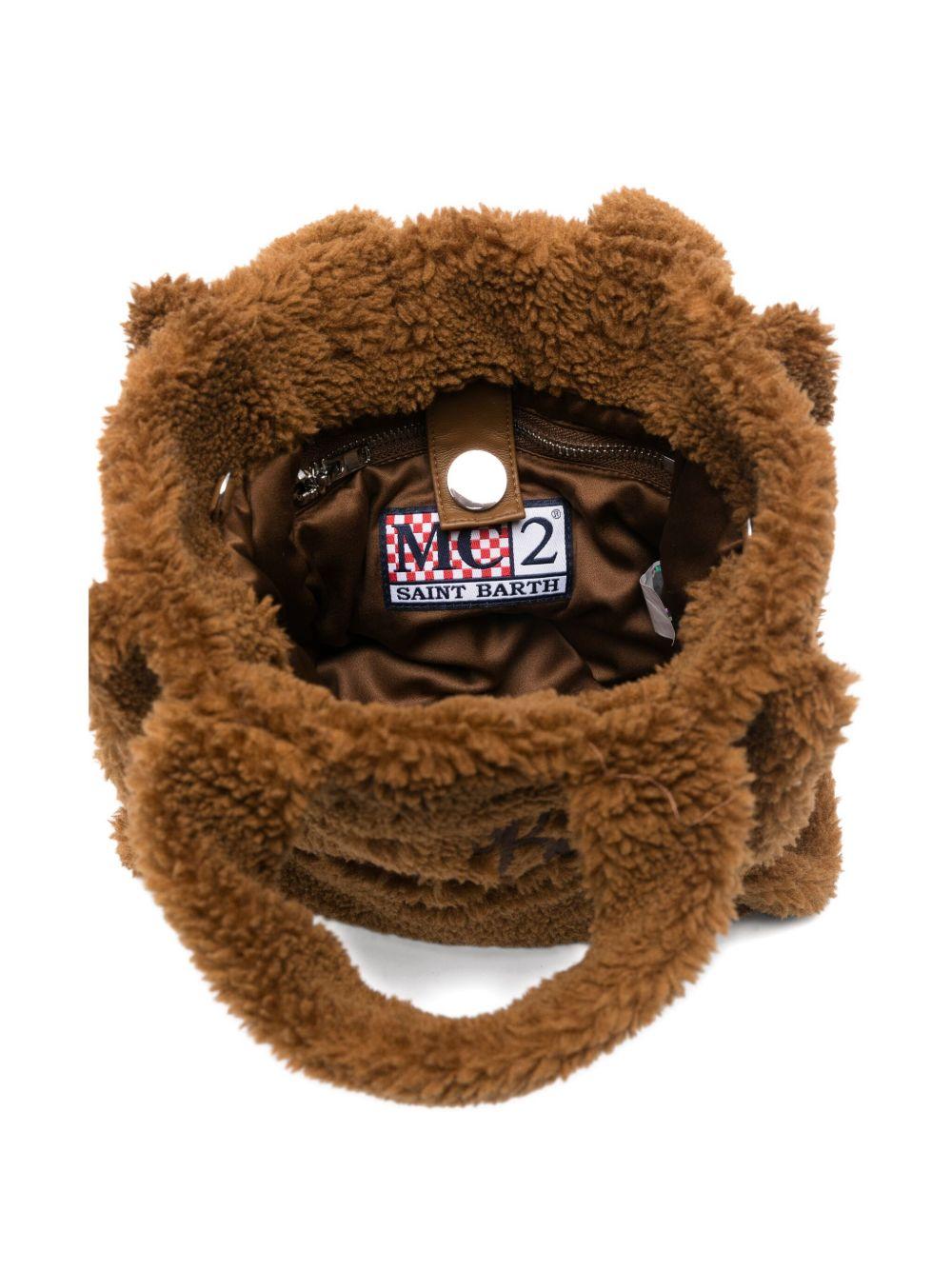 Borsa tote Vanity Mini MC2 Saint Barth Kids marrone con ricamo logo - Rubino Kids