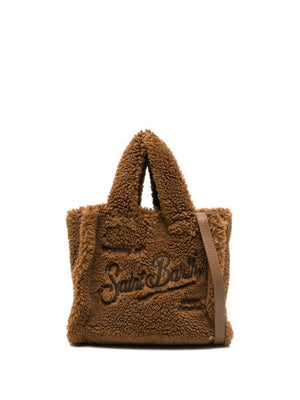 MC2 Saint Barth Kids Vanity Mini Tote Bag Brown with Logo Embroidery
