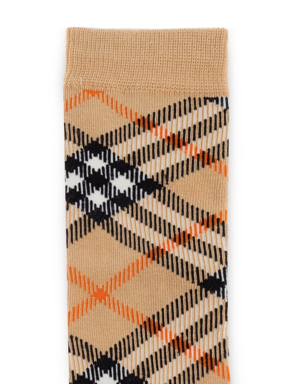 Calzini per bambino Burberry Kids beige con rifinitura a coste - Rubino Kids