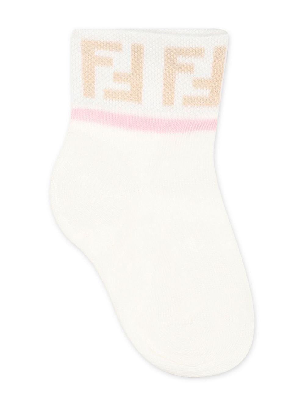Calzini per neonata Fendi Kids multicolore con logo ricamato (5 paia) - Rubino Kids