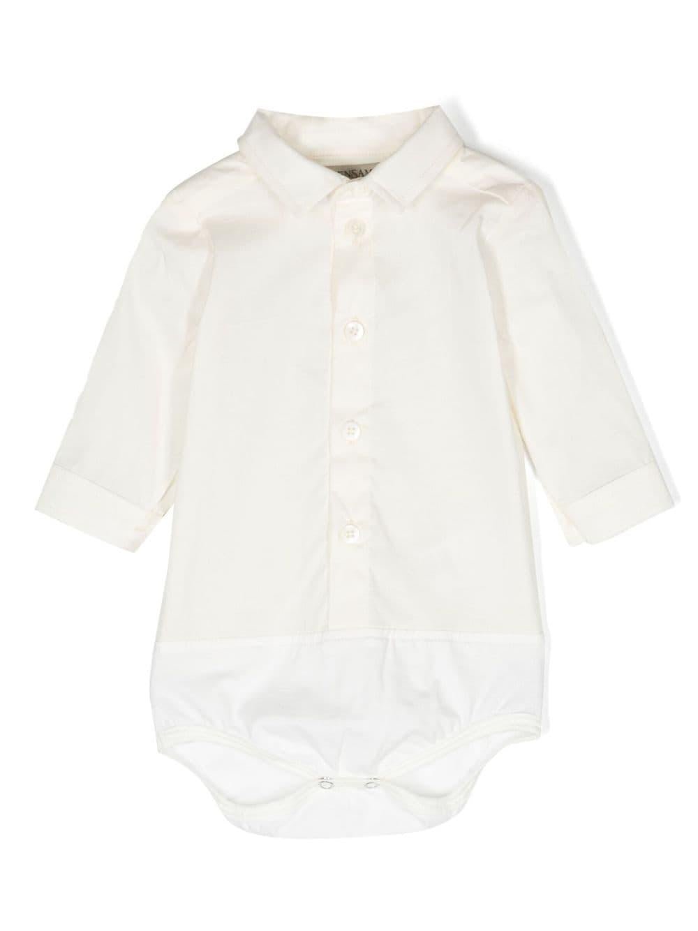 Camicia a body per neonati Gensami bianco con chiusura nascosta con bottoni a pressione - Rubino Kids