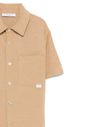 Camicia a maniche corte per bambino Paolo Pecora Kids beige con orlo curvo - Rubino Kids