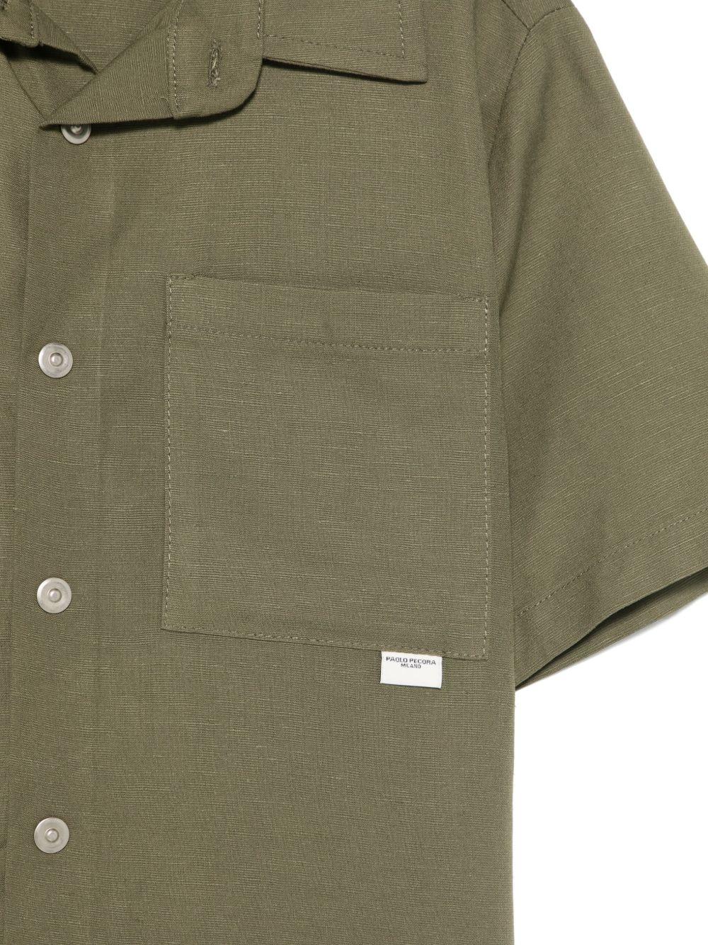 Camicia a maniche corte per bambino Paolo Pecora Kids verde con orlo curvo - Rubino Kids