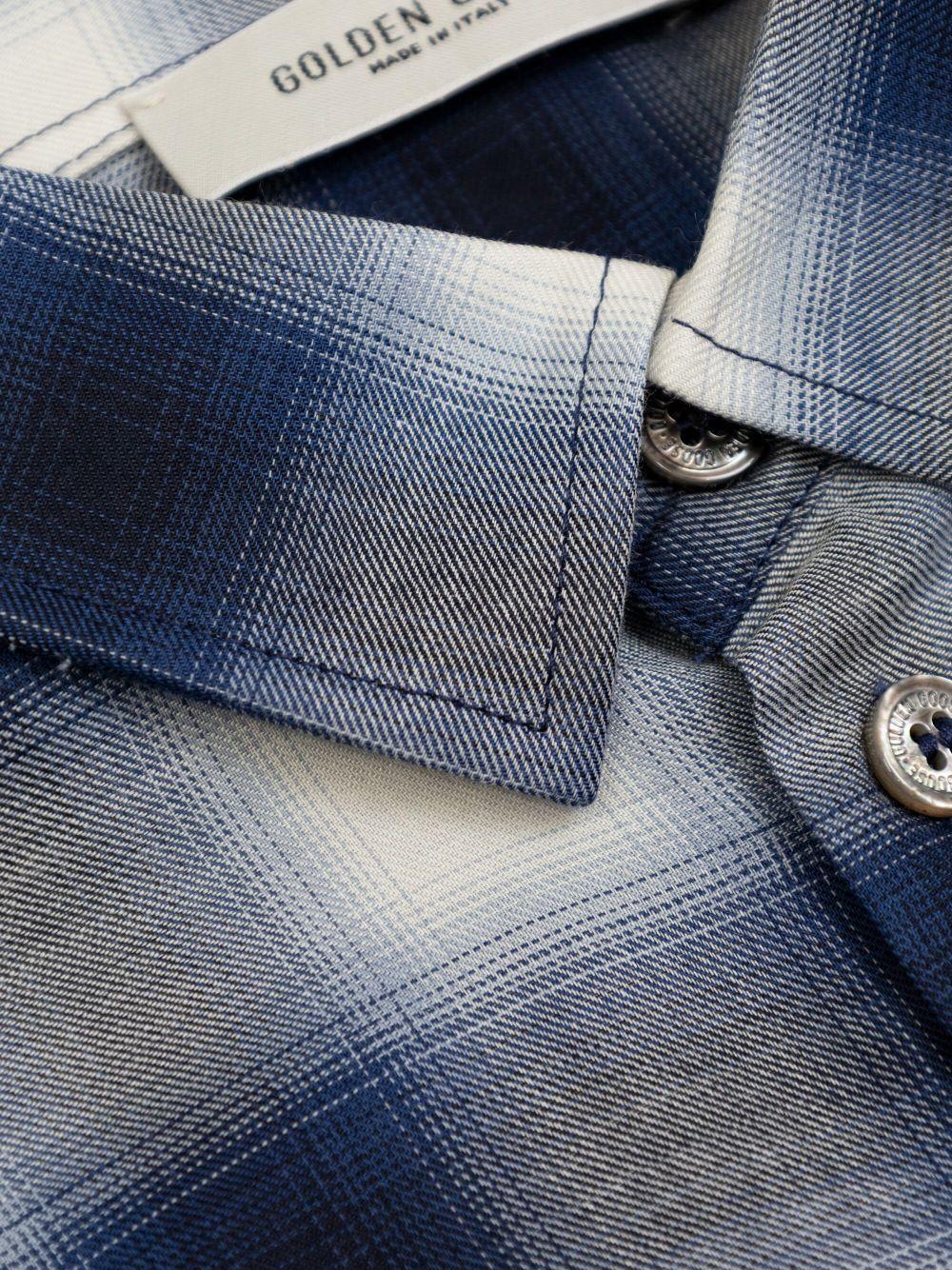 Camicia a quadri per bambino Golden Goose Kids blu con colletto classico - Rubino Kids