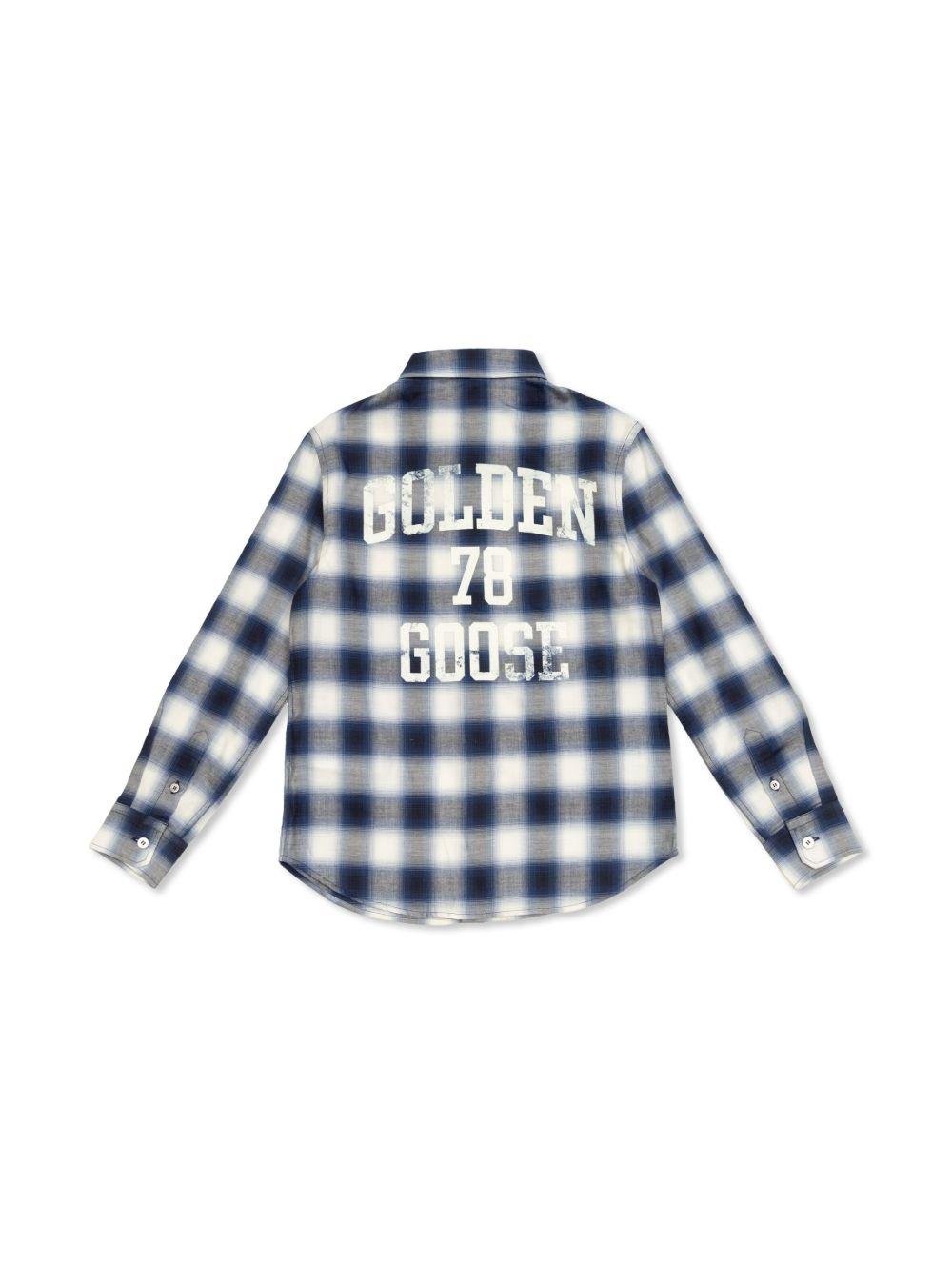 Camicia a quadri per bambino Golden Goose Kids blu con colletto classico - Rubino Kids