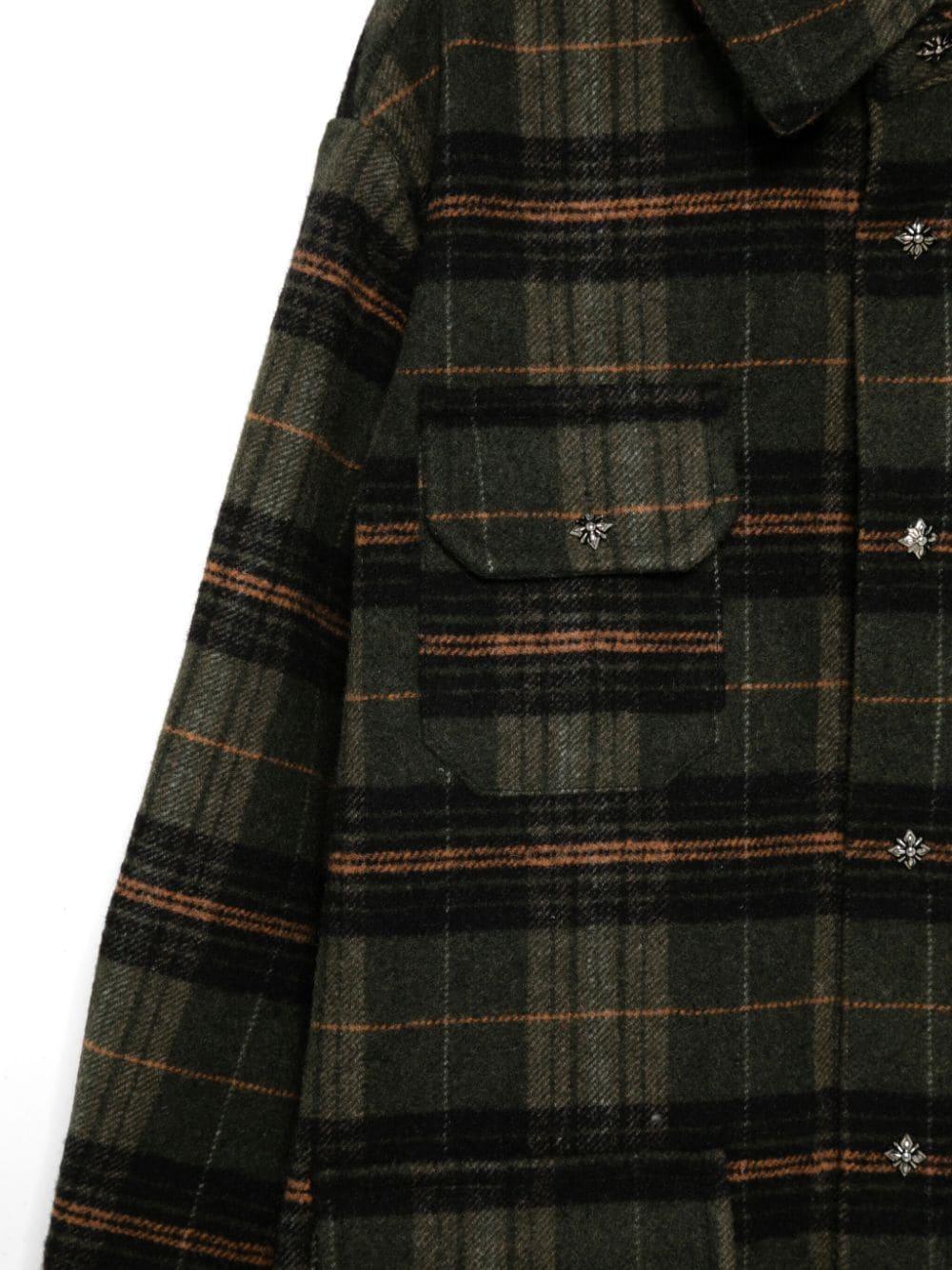 Camicia a quadri per bambino John Richmond Junior verde con logo sul petto - Rubino Kids