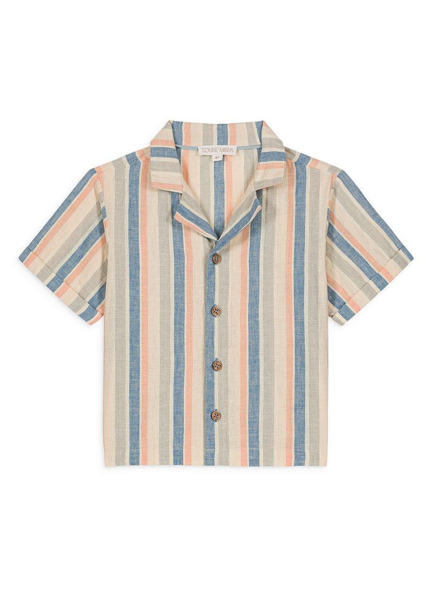 Camicia a righe per bambino Louise Misha Kids beige con abbottonature centrale - Rubino Kids