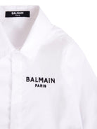 Camicia con logo per neonato Balmain Kids bianca ricamata - Rubino Kids