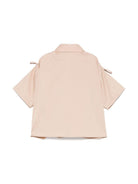 Camicia con ricamo per bambina MSGM Kids beige con abbottonatura frontale - Rubino Kids