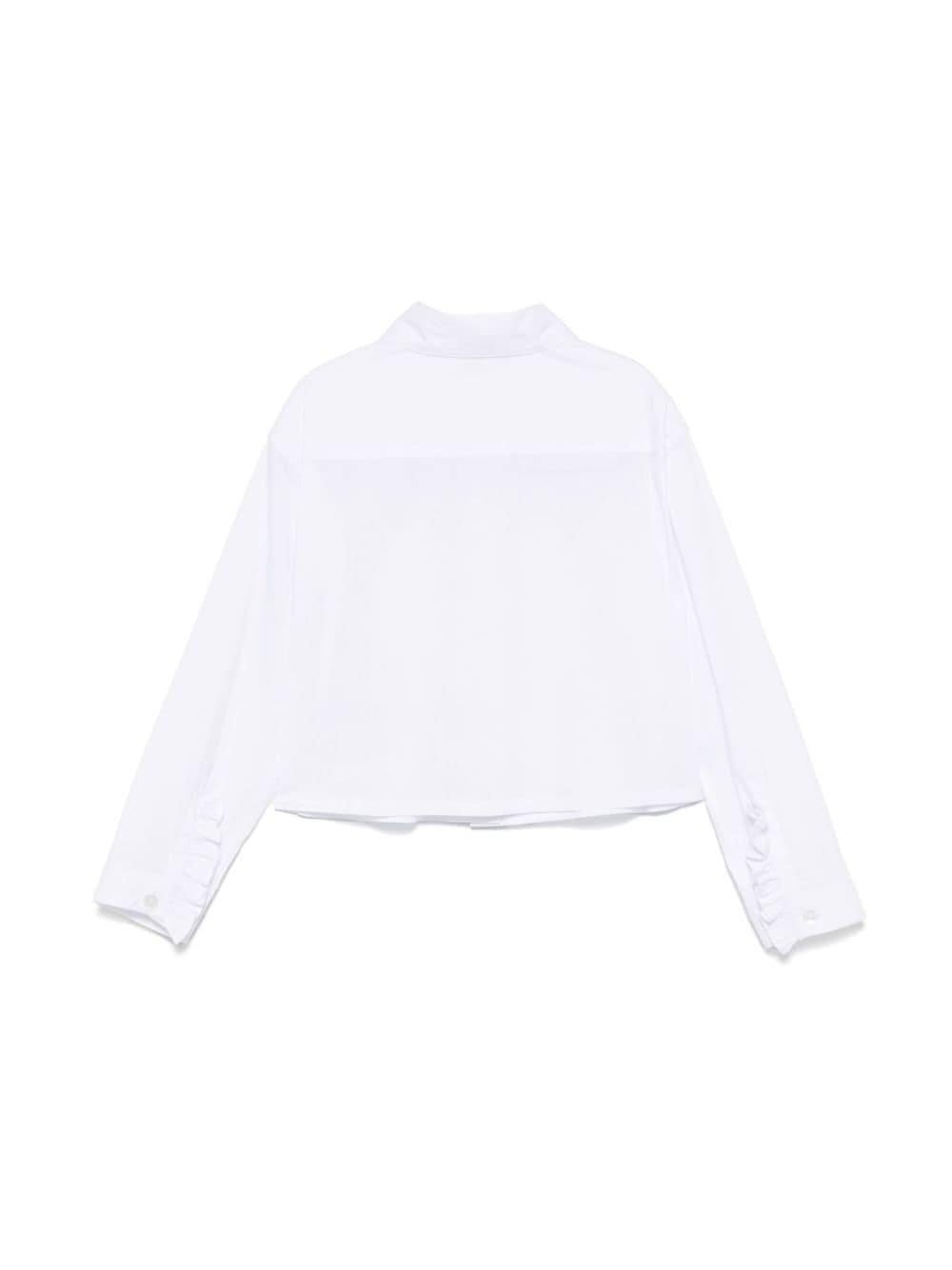 Camicia con ricamo per bambina MSGM Kids bianca con logo sul petto - Rubino Kids