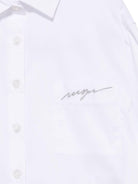 Camicia con ricamo per bambina MSGM Kids bianca con logo sul petto - Rubino Kids