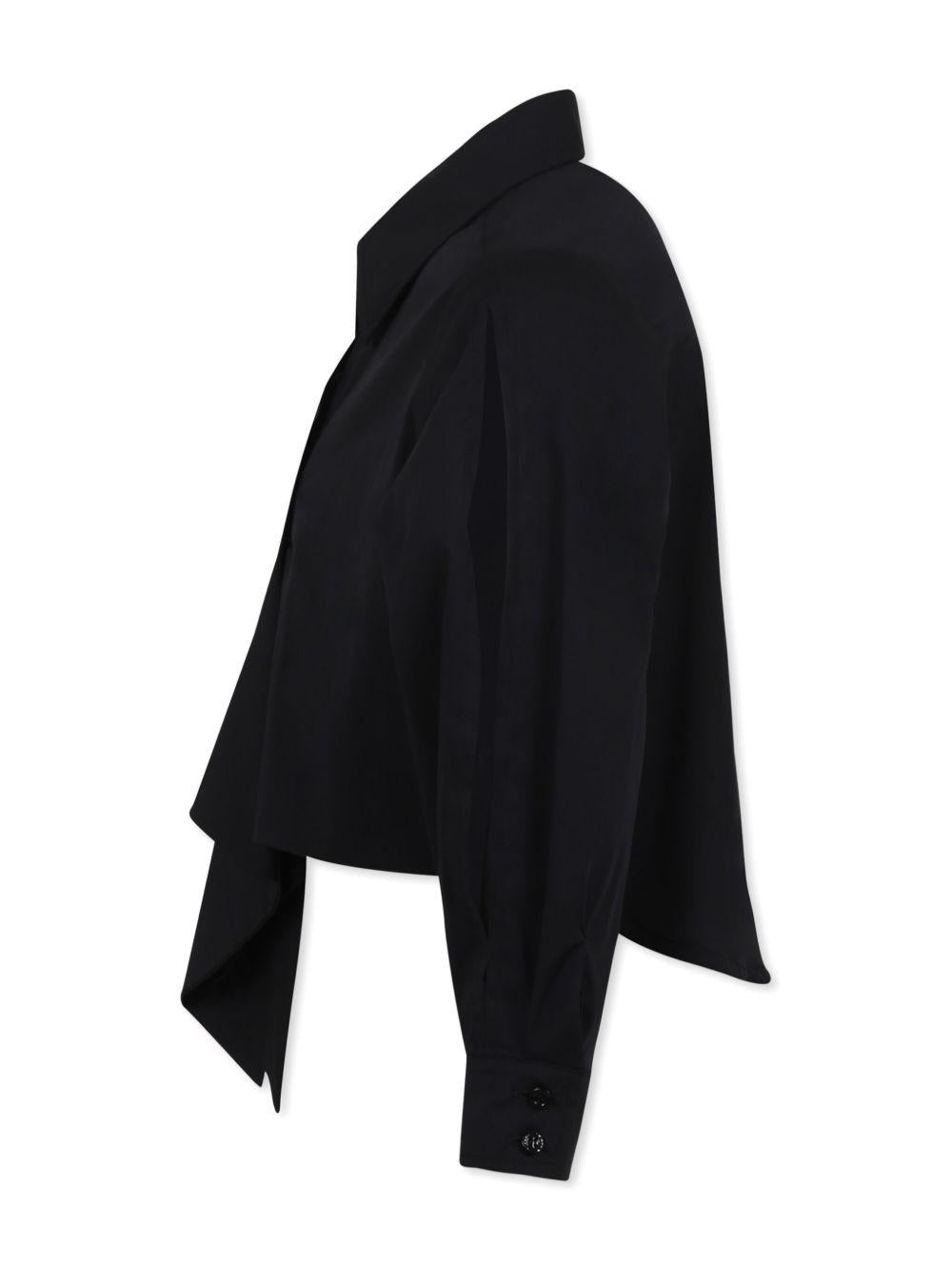 Camicia con ruches per bambina MSGM Kids nero con colletto classico - Rubino Kids