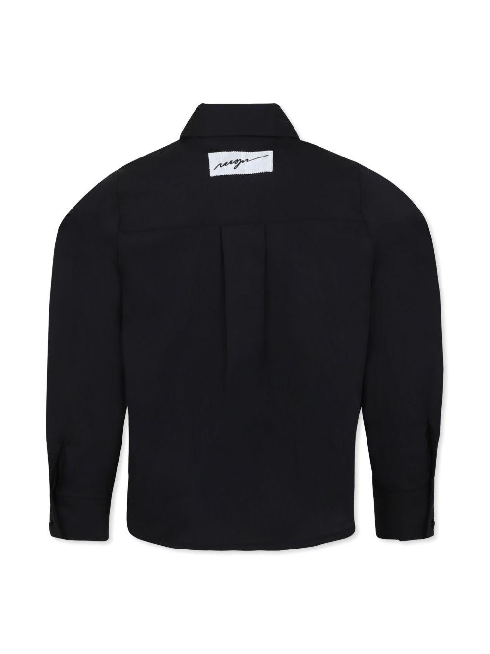 Camicia con ruches per bambina MSGM Kids nero con colletto classico - Rubino Kids