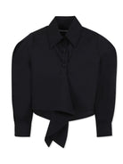 Camicia con ruches per bambina MSGM Kids nero con colletto classico - Rubino Kids