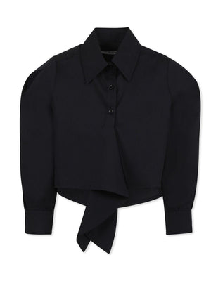 Camicia con ruches per bambina MSGM Kids nero con colletto classico