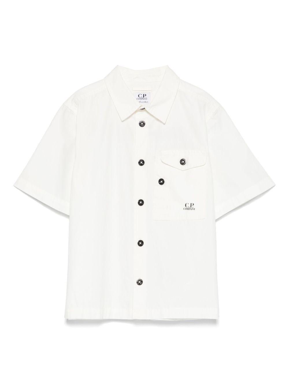 Camicia con stampa per bambino C.P. Company Kids bianco con colletto a punta - Rubino Kids