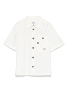 Camicia con stampa per bambino C.P. Company Kids bianco con colletto a punta - Rubino Kids