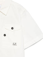 Camicia con stampa per bambino C.P. Company Kids bianco con colletto a punta - Rubino Kids