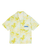 Camicia con stampa per bambino Palm Angels Kids verde con chiusura con abbottonatura - Rubino Kids
