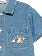 Camicia denim per neonato Moschino Kids indaco con chiusura con bottoni - Rubino Kids