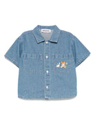 Camicia denim per neonato Moschino Kids indaco con chiusura con bottoni - Rubino Kids