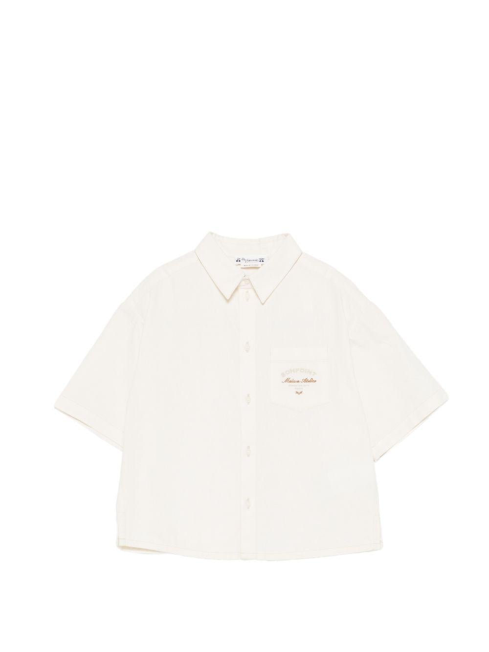 Camicia Elyas per bambino Bonpoint bianca con ricamo logo sul davanti - Rubino Kids