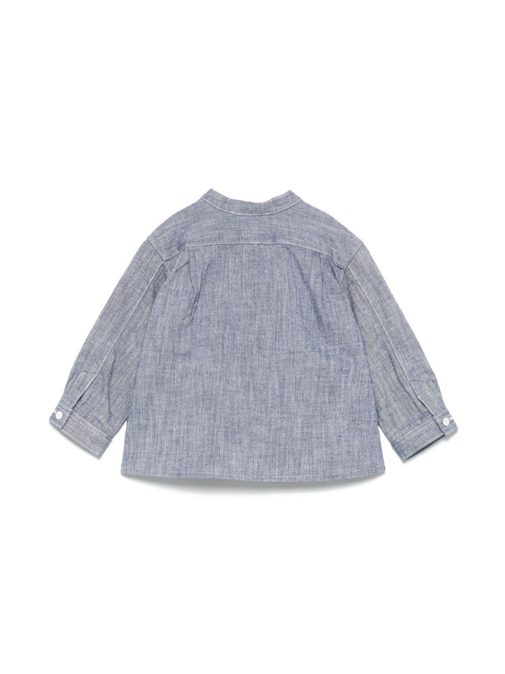 Camicia Eustace per neonata Bonpoint blu con tasca sul petto - Rubino Kids