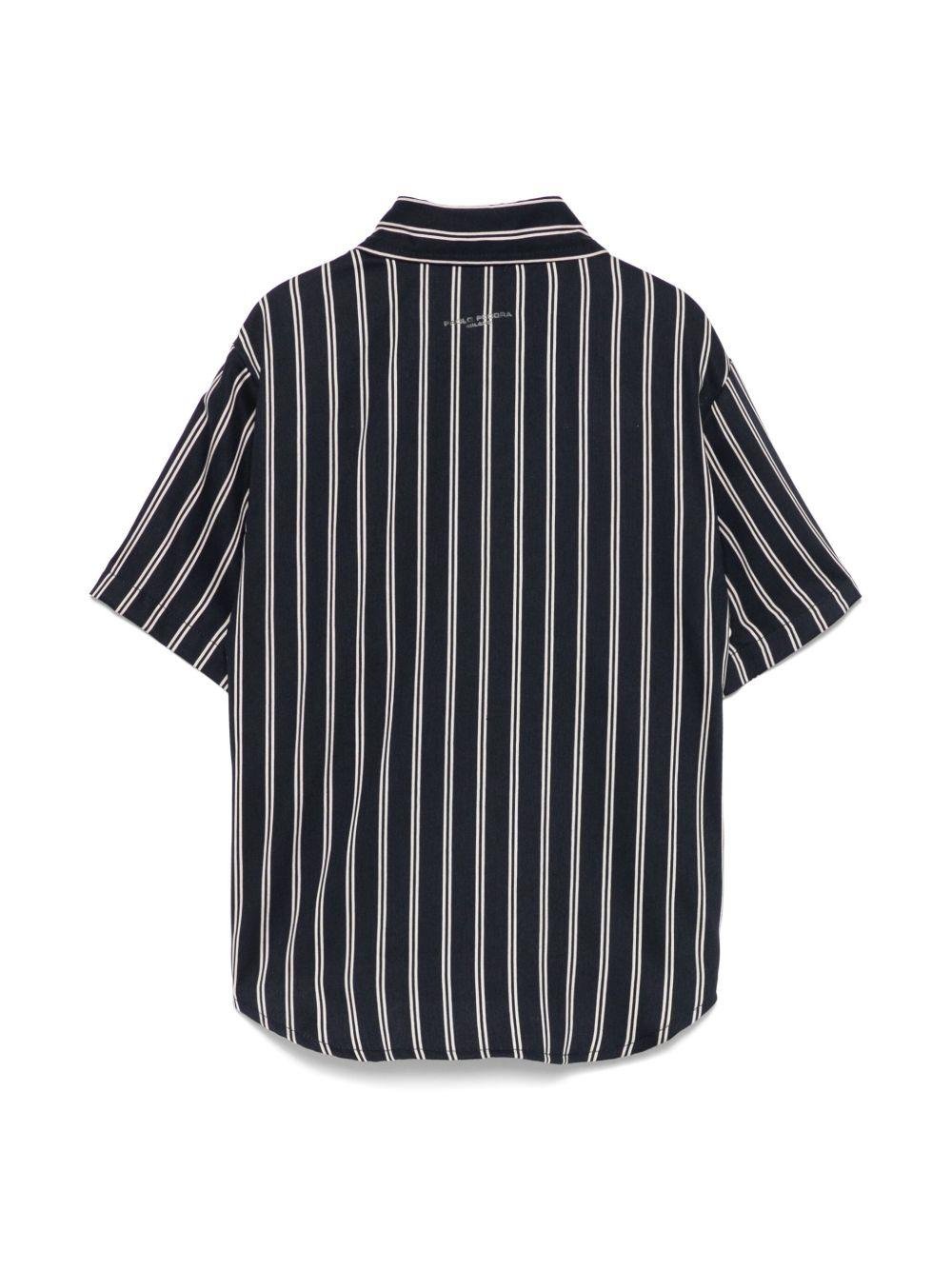 Camicia gessata per bambino Paolo Pecora Kids blu con colletto classico - Rubino Kids