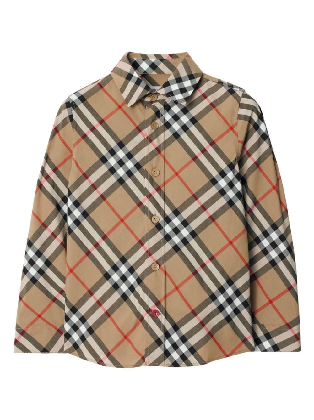 BURBERRY シャツ　3Y Burberry Kids beige vintage check cotton shirt with spread collar