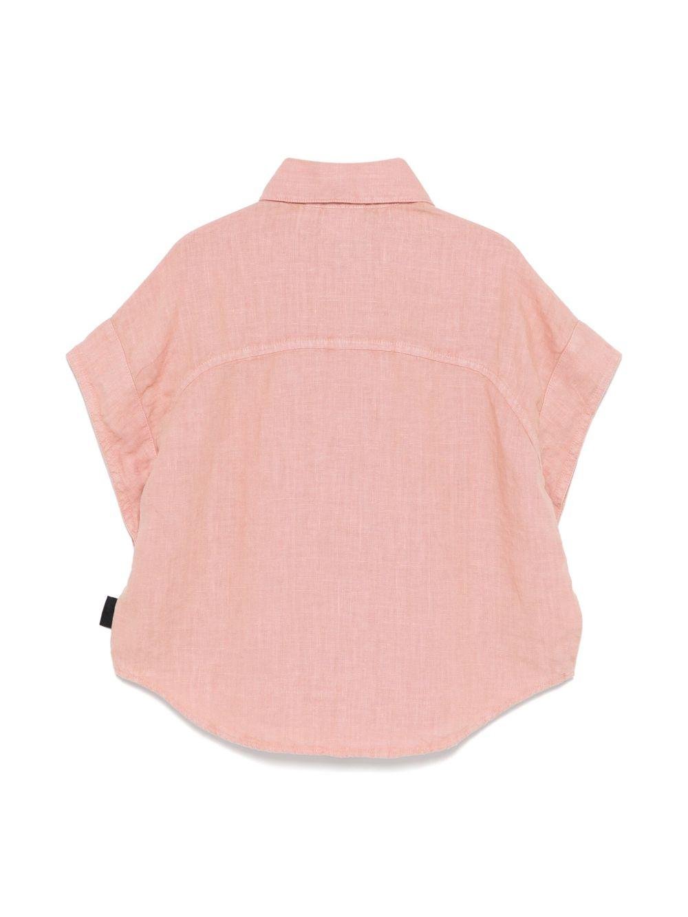 Camicia in lino per bambina Aspesi Kids rosa con colletto classico - Rubino Kids