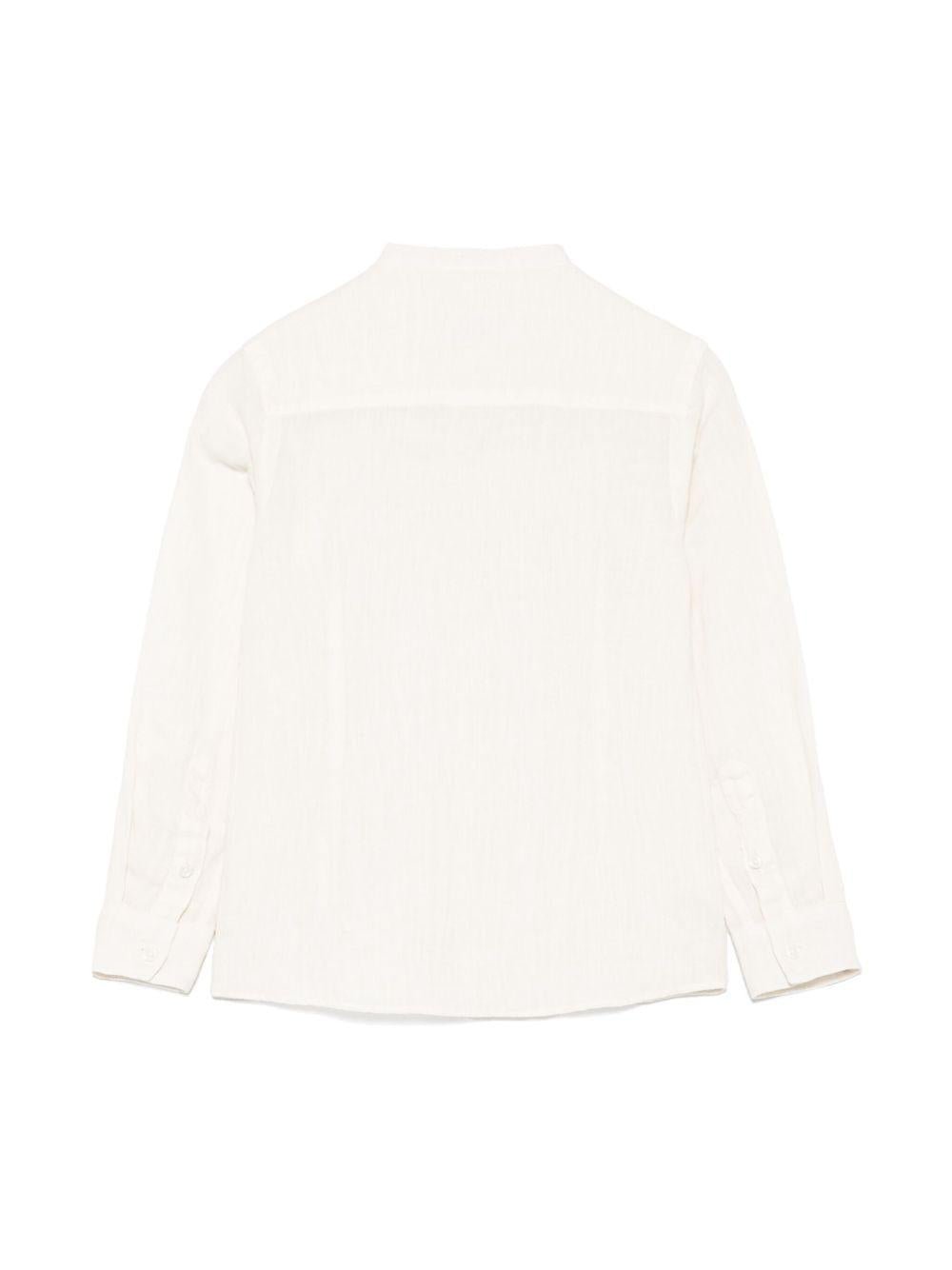 Camicia in lino per bambino Paolo Pecora Kids beige con logo ricamato - Rubino Kids