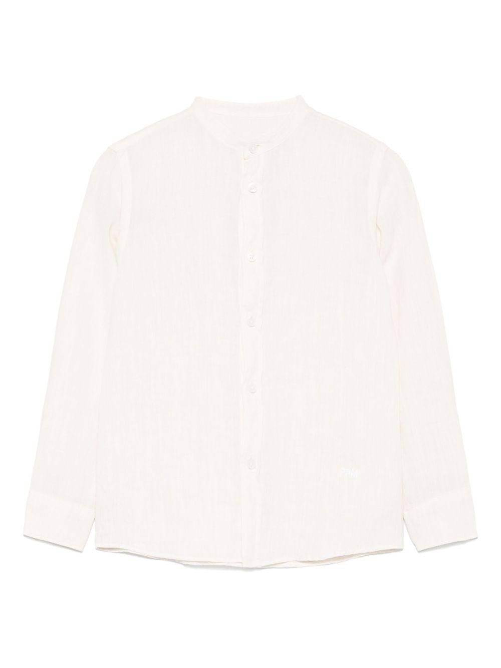 Camicia in lino per bambino Paolo Pecora Kids beige con logo ricamato - Rubino Kids